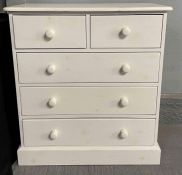 Painted pine chest of 2 short, 3 long drawers