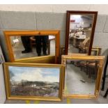 Collection of framed mirrors, prints and paintings