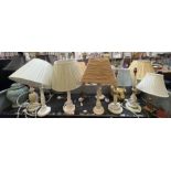 Large collection of desk lamps, lights including o