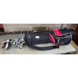 Golf clubs in carry bag