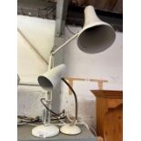 White painted angle poise lamp and another