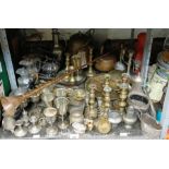 Large collection of metalware to include pewter, s