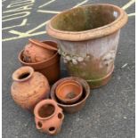 Large decorative terracotta plant pot along with o