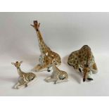 Four Russian Lomonosov porcelain models of giraffes