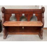 An early 20th century pitch pine church bench, 86c