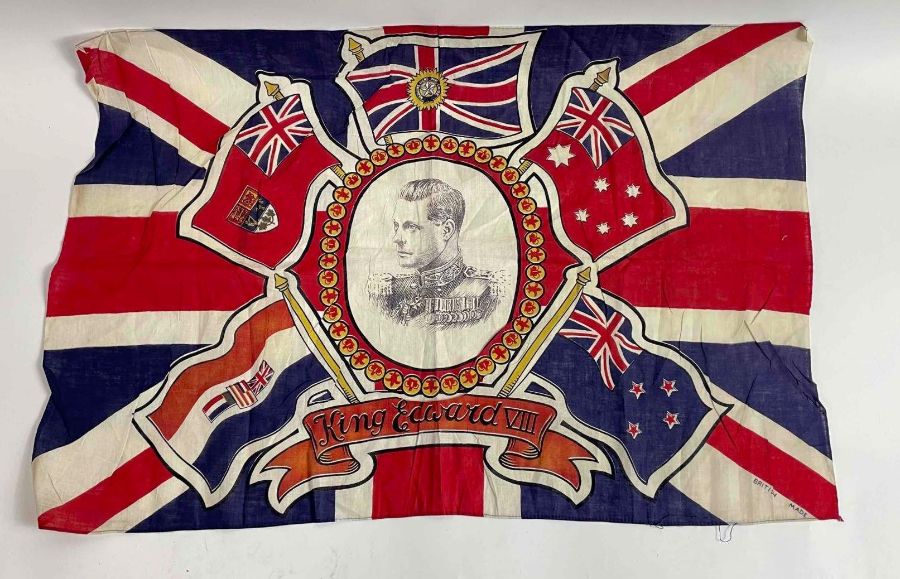 An Edward VIII souvenir flag, with a portrait to t
