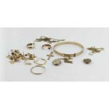 A collection of gold and metal jewellery