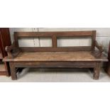 A 20th century French oak bench, with lift up seat