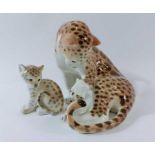 Two Russian Lomonosov porcelain models of cheetahs