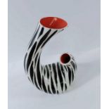 A mid century Beswick zebra pattern vase, 21cm hig
