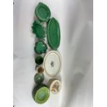 A collection of ceramics to include green Wedgwood