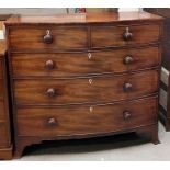 A Victorian bow front chest of drawers, with two s