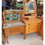 20th century oak dressing chest with mirror along