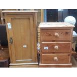 Pine bedside cabinet and a pot cupboard