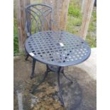 Metal bistro table and chair