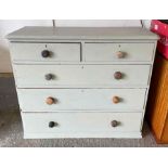 Victorian painted pine chest of 2 short and 3 long