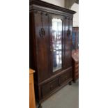 Large oak mirrored front wardrobe