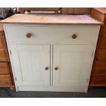 Painted pine 2 door cupboard with drawer