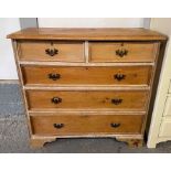 Victorian pine chest of 2 short, 3 long drawers