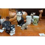 Collection of cats including a Royal Doulton "Just