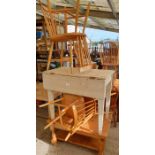 Early 20th century pine drop leaf table, 4 Ercol