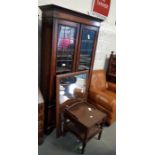Glazed oak bookcase/display cabinet along with a w