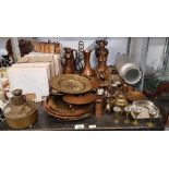 Collection of metalware to include brass and coppe