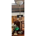 Vintage style bankers lamp with green glass shade