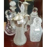 Collection of glass decanters and jugs