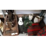 Singer sewing machine along with ceramics and glas