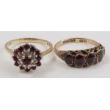 An Edwardian 9 carat gold five stone garnet ring i