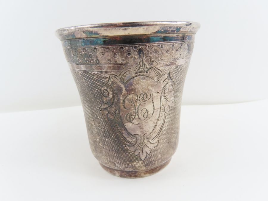 A French 19th century beaker, with engine turned d