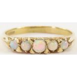 A 9 carat gold five stone opal dress ring, finger