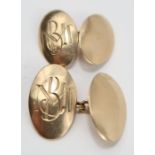 A pair of 9 carat gold cufflinks, monogrammed, 8.3