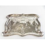 An Art Nouveau silver dressing table tray, Walker