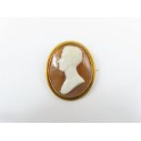 A well carved Victorian shell cameo of a male in profile,