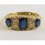 A sapphire and diamond 18 carat gold ring, London