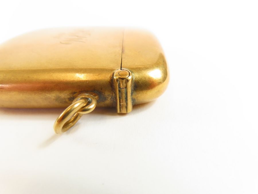 A 9 carat gold vesta case, Chester 1912, monogramm - Image 7 of 9