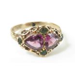 A Victorian garnet and emerald dress ring;