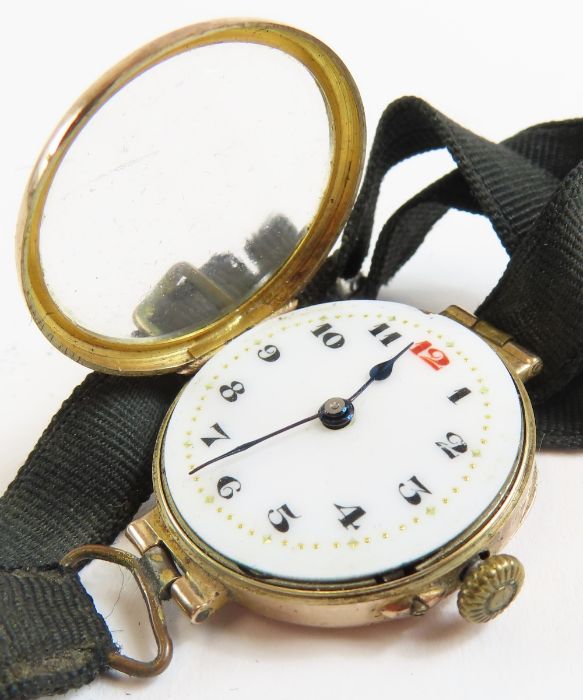 A 9 carat gold trench style wrist watch - Image 7 of 7