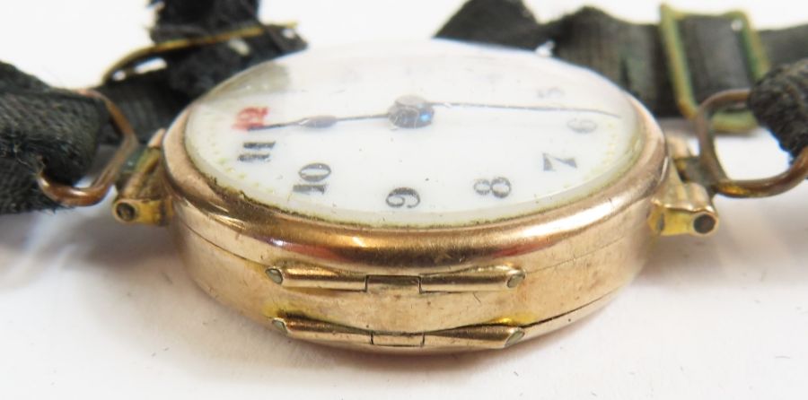 A 9 carat gold trench style wrist watch - Image 6 of 7