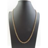 A 9 carat gold chain, of hollow filed curb links,