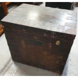 A 18th century oak and iron bound travelling trunk