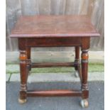 A 19th century oak joint stool, on later modern wh