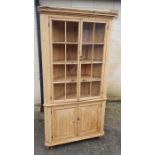 A Victorian pine corner corner unit, with a two gl