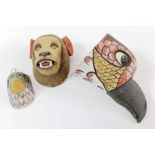 Three 20th century Mexican folk art animal masks,