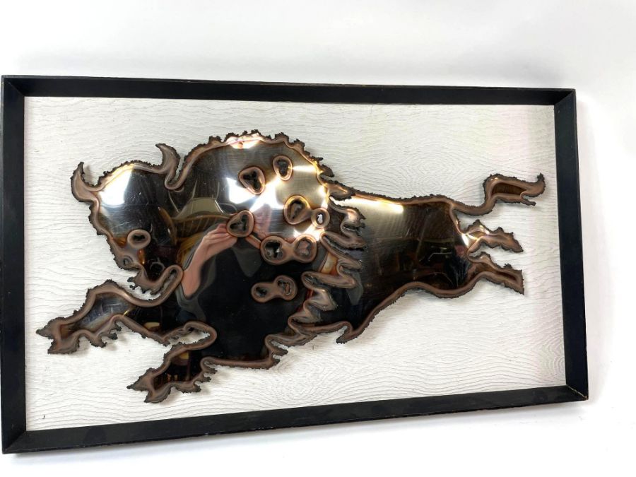 A mid century steel of a bison, 39.5cm x 68cm - Bild 2 aus 3