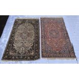 Two 20th century silk carpets/rugs, 160cm x 96cm a