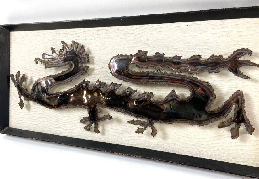 A mid century steel sculpture of a dragon, 32cm x - Bild 2 aus 3