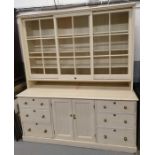 A Victorian painted pine dresser/sideboard, with t